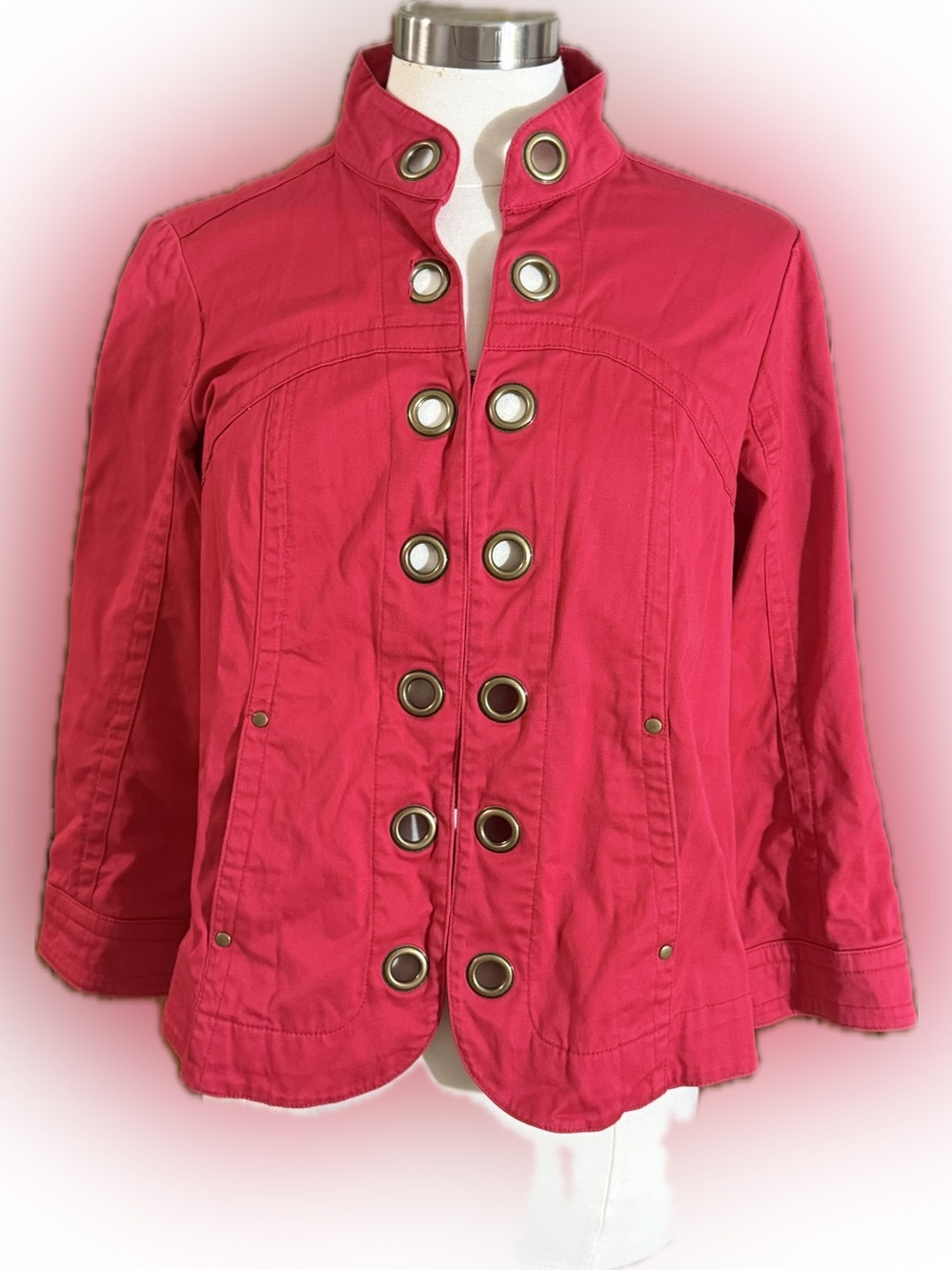 Live a Little Hot Red Utility Jacket with Grommet Detail